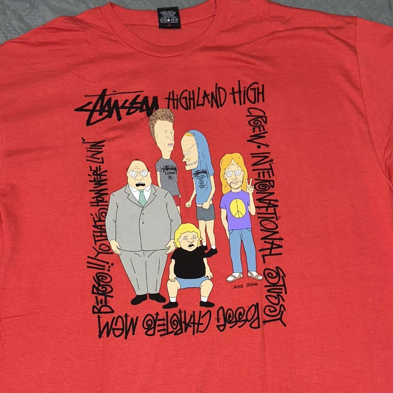 Stussy x Beavis And Butthead Red Highland High XL... - Depop