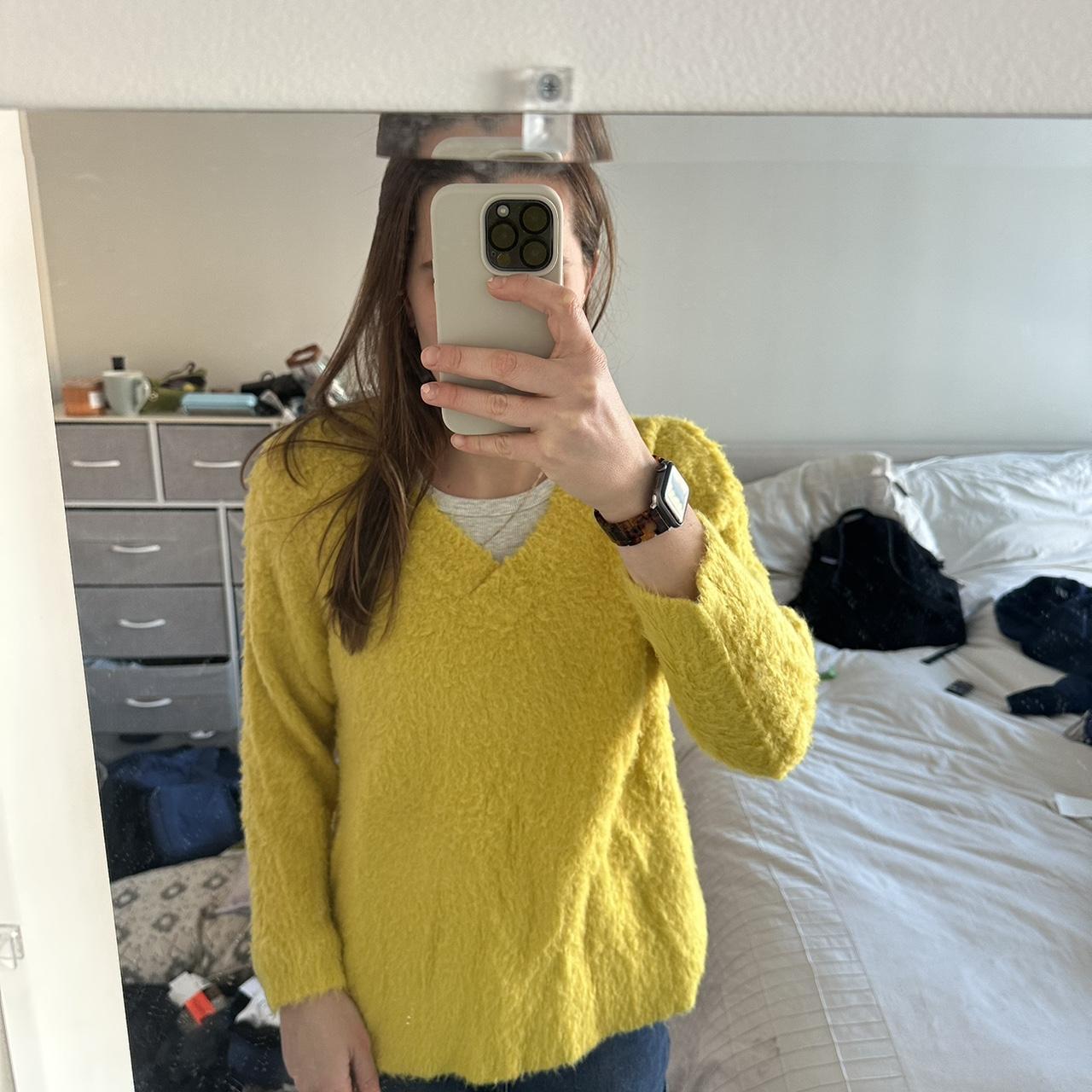 Anthropologie fuzzy yellow sweater