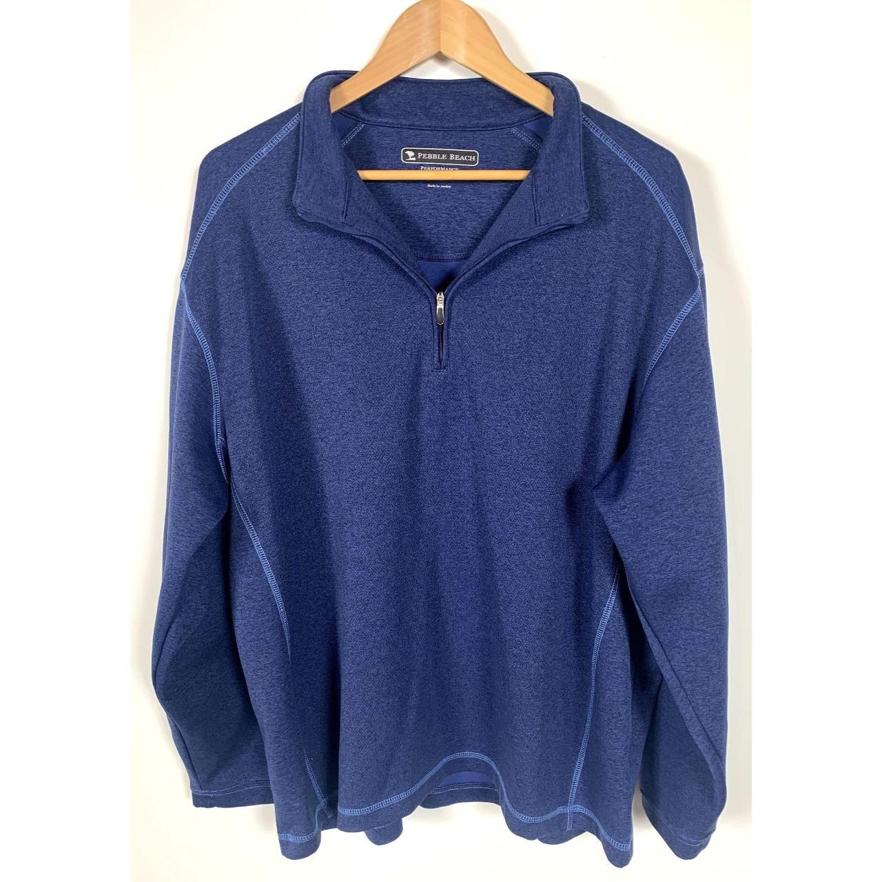 Pebble Beach 1/4 Zip Blue Performance Fleece Size... - Depop