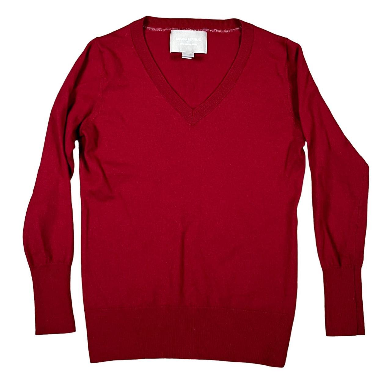 Sold Banana Republic Women's Sweater Red Size Medium Long Sleeves V Neck