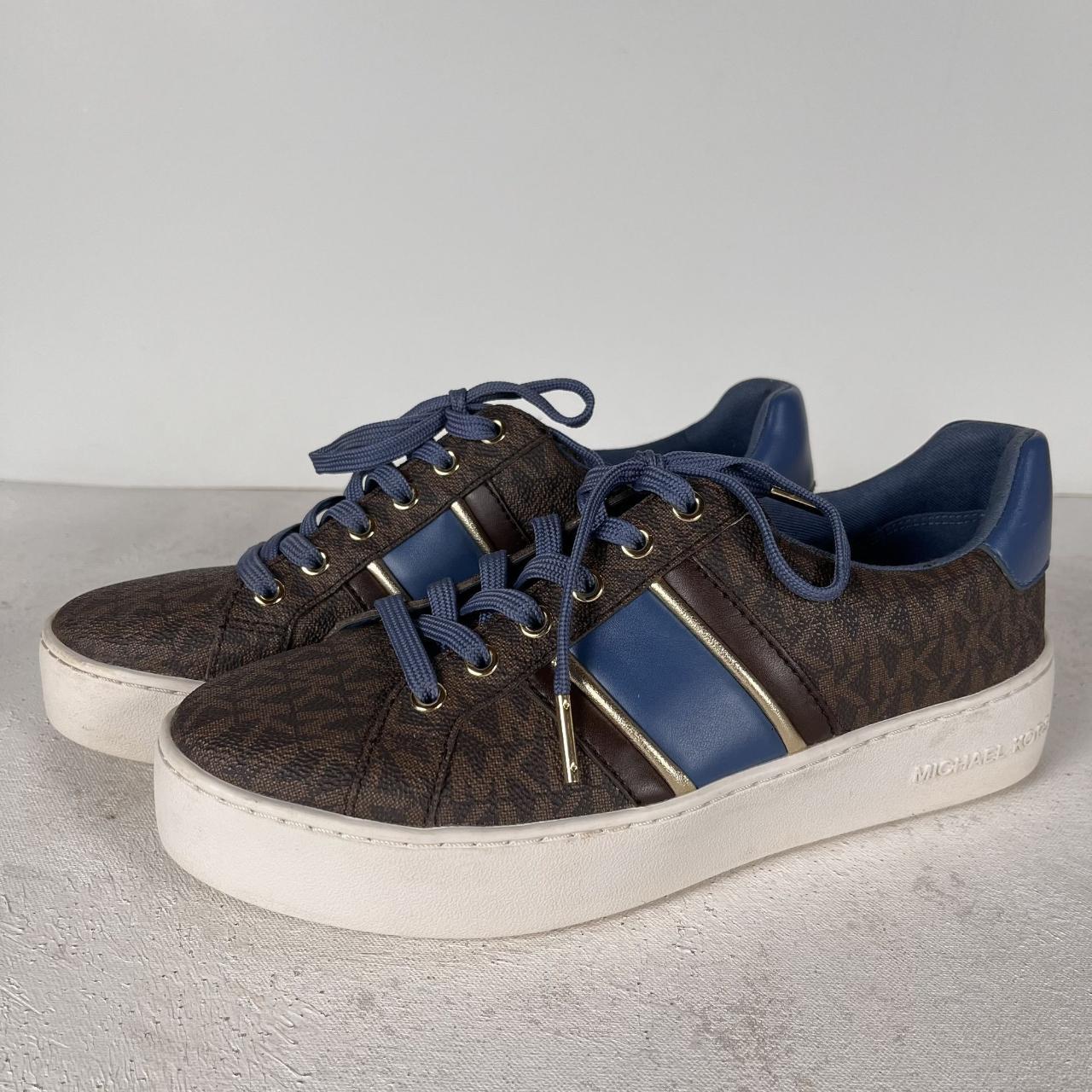 Michael Kors Blue Brown Poppy Stripe Lace Up Shoes. Depop