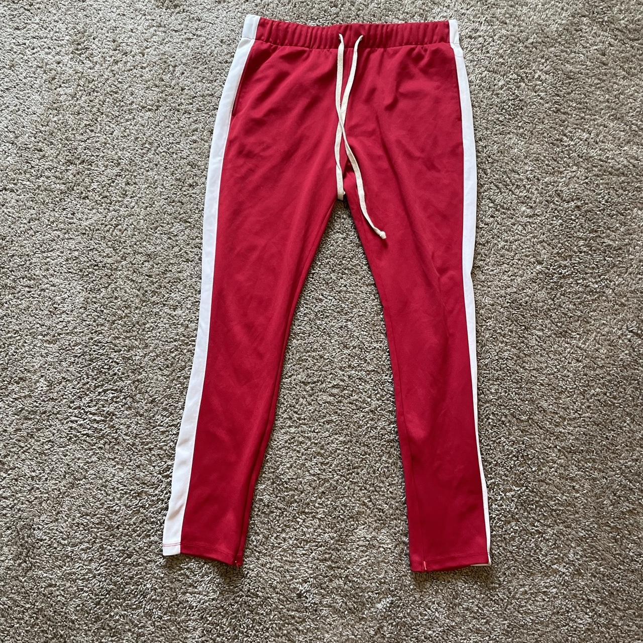 Men's Red and White Joggers-tracksuits | Depop