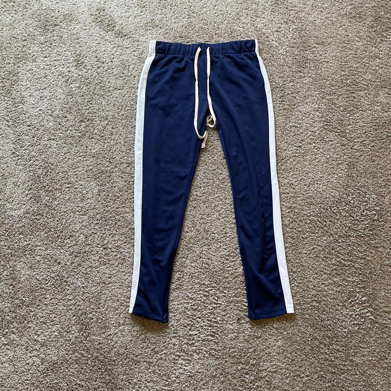 Fashion Nova Men Tracksuit 2026.Fashion Nova Men's Navy and White Joggers-tracksuits | Depop