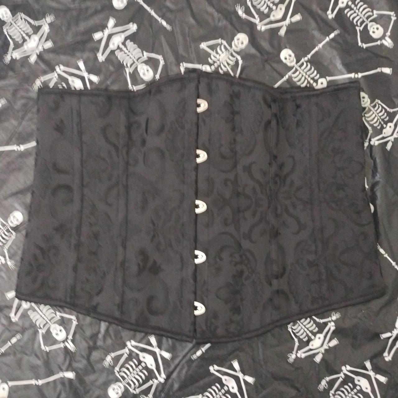 Nwot Black Brocade Under Bust Corset Waist Cincher Depop