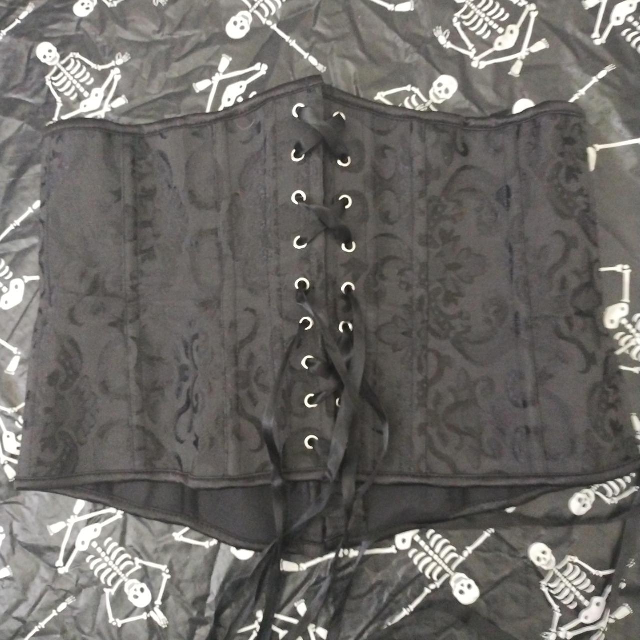 Nwot Black Brocade Under Bust Corset Waist Cincher Depop