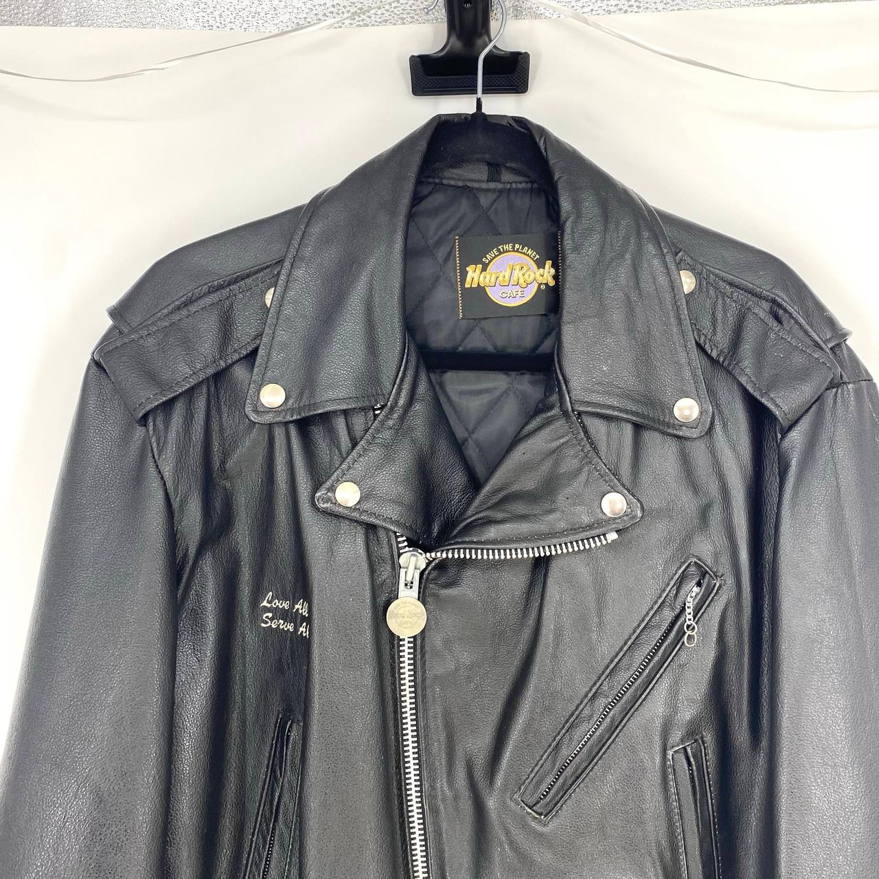 Vintage Hard Rock Cafe Chicago Biker Moto Leather... - Depop