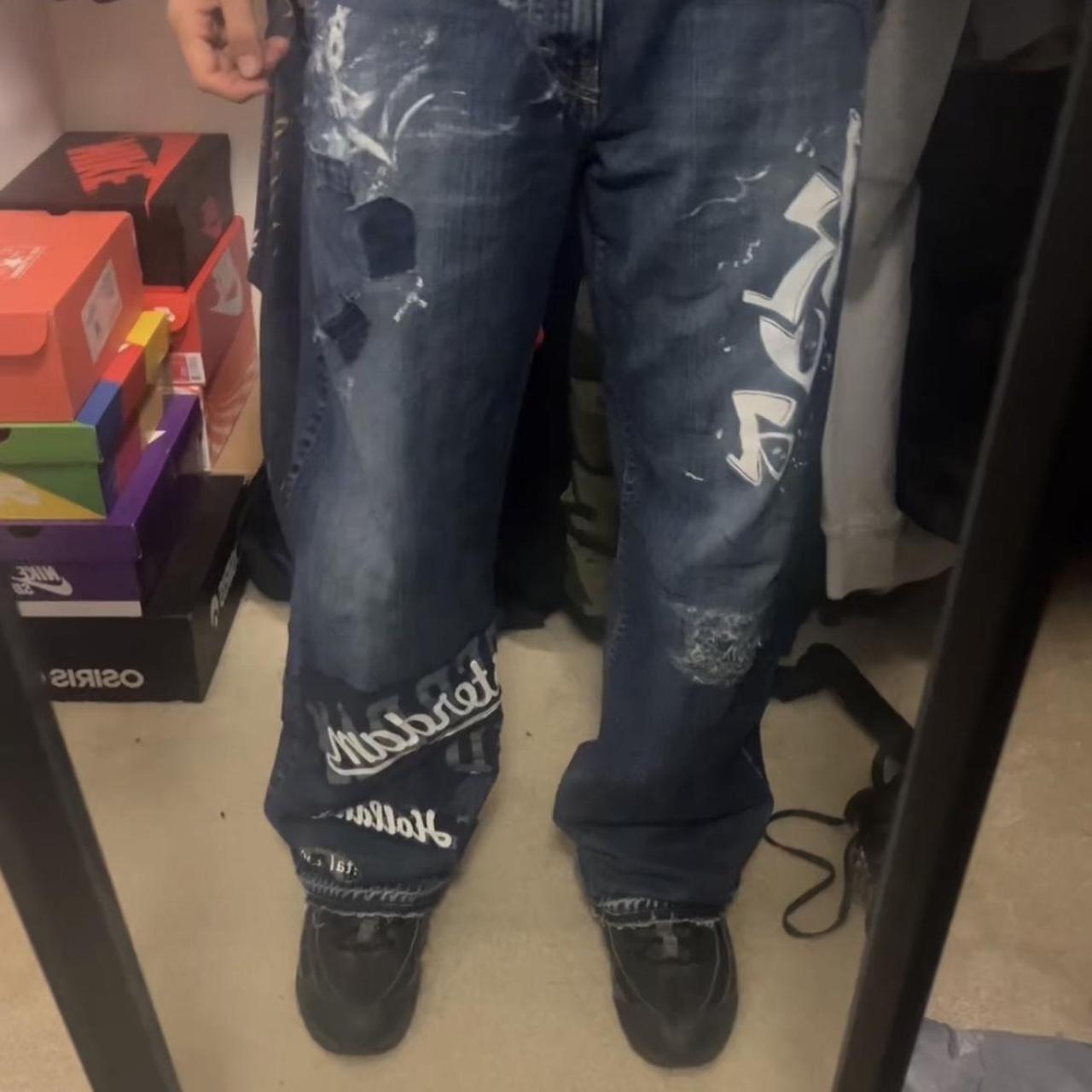 1/1 patched distressed hand painted on jeans nice... - Depop