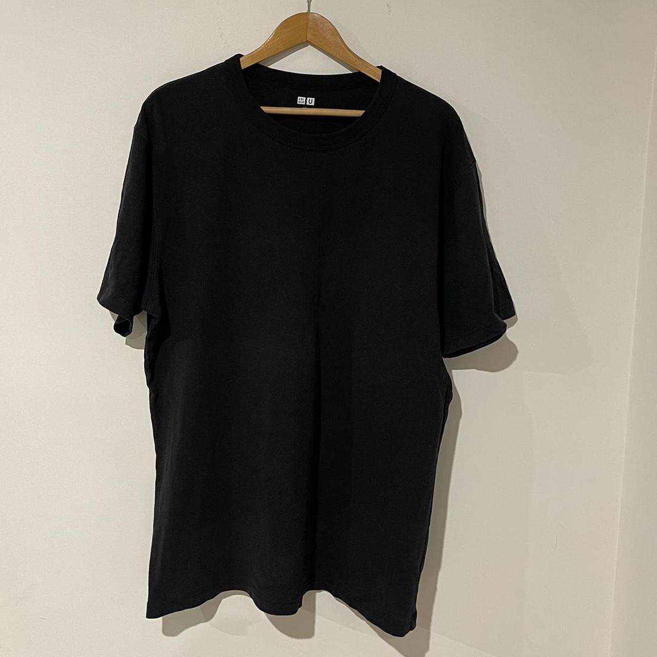 Plain black Uniqlo heavyweight cotton t shirt - size... - Depop