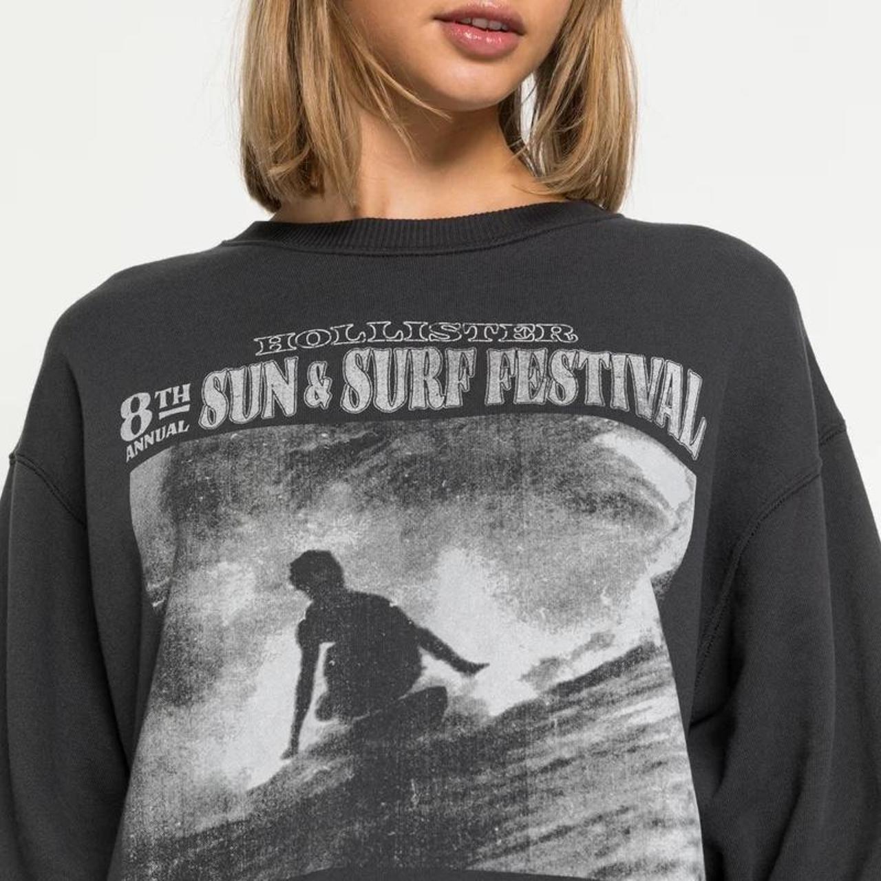 Hollister sun and surf festival crewneck super... Depop