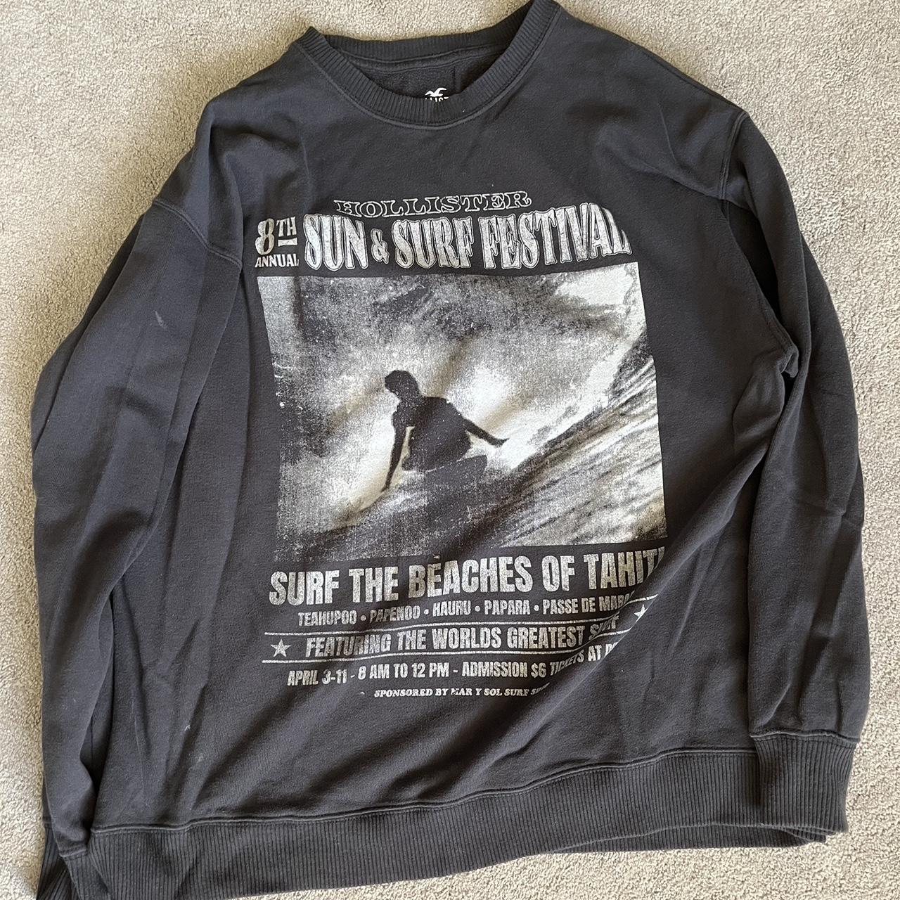 Hollister sun and surf festival crewneck super... Depop