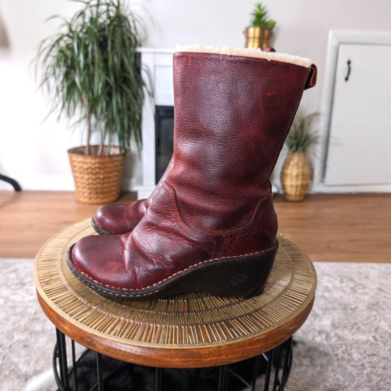 Ugg leather wedge clearance boots