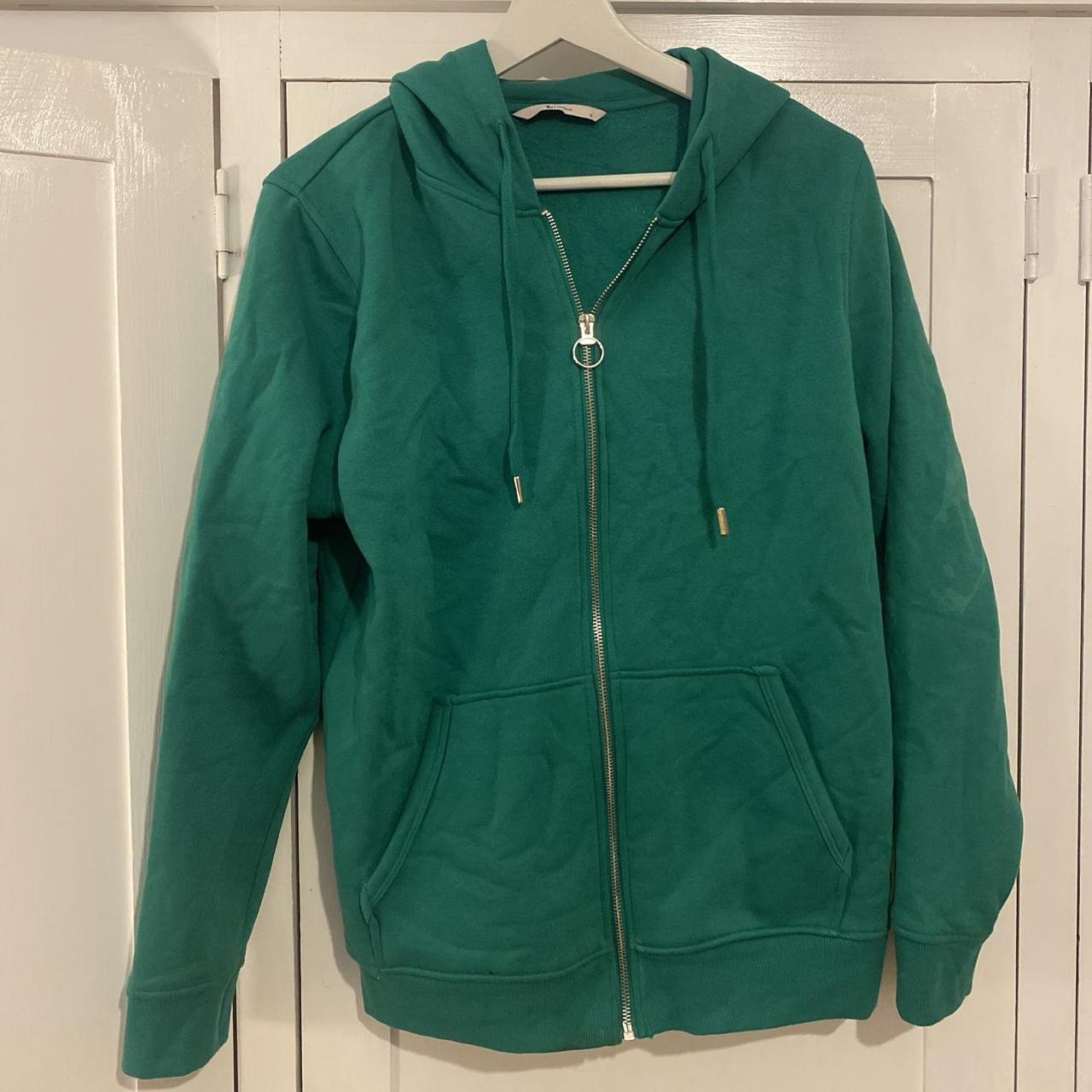 BRIGHT GREEN ZIP UP HOODIE Thick & cosy has a few... - Depop