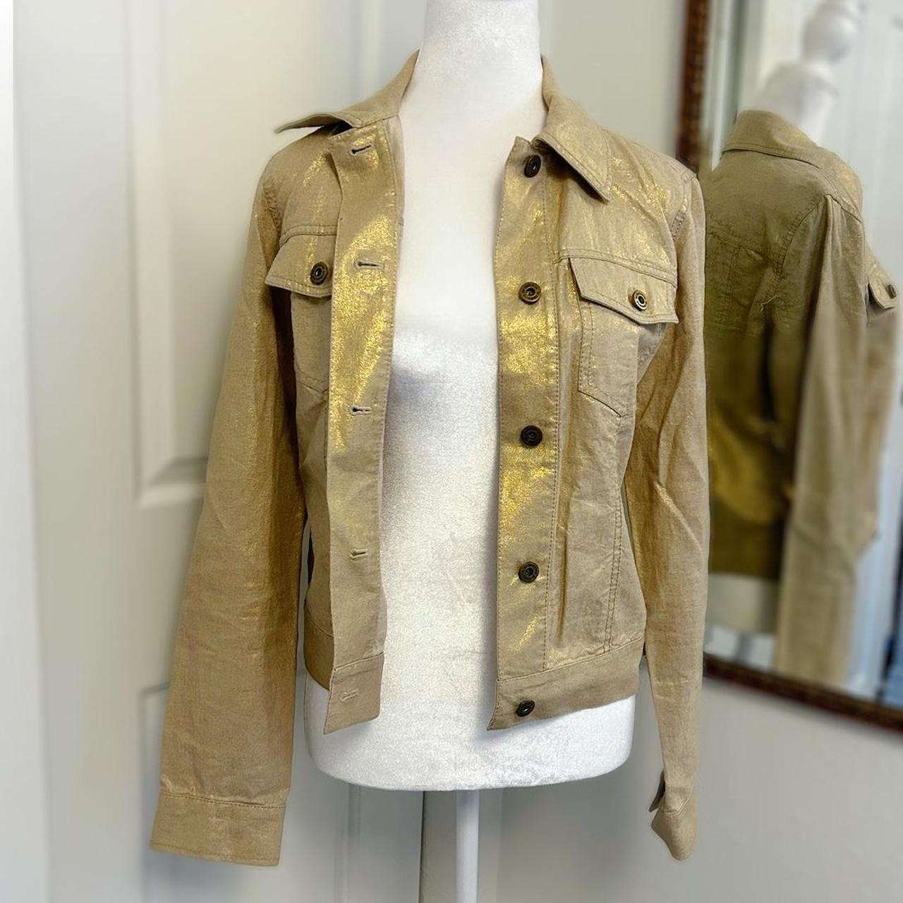 Shimmery gold metallic denim jacket #y2k Depop