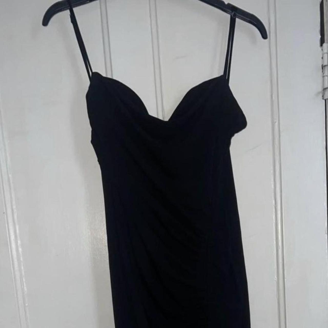 Zara maxi long black dress side split Size xs... - Depop