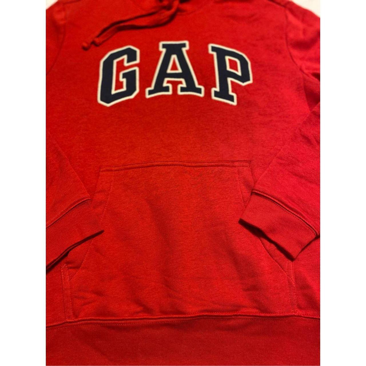 GAP RED WITH NAVY LETTERS MEDIUM HOODIE BRAND NEW... - Depop