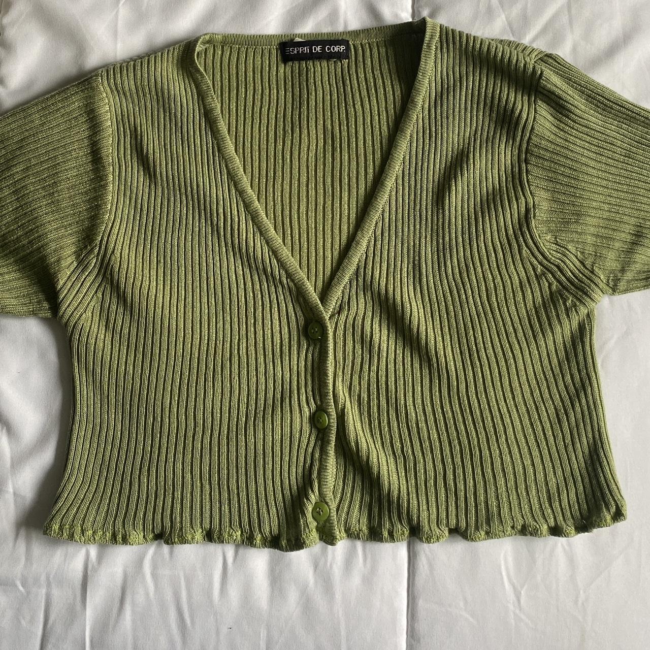 Small green button crop top! super soft and stretchy... - Depop