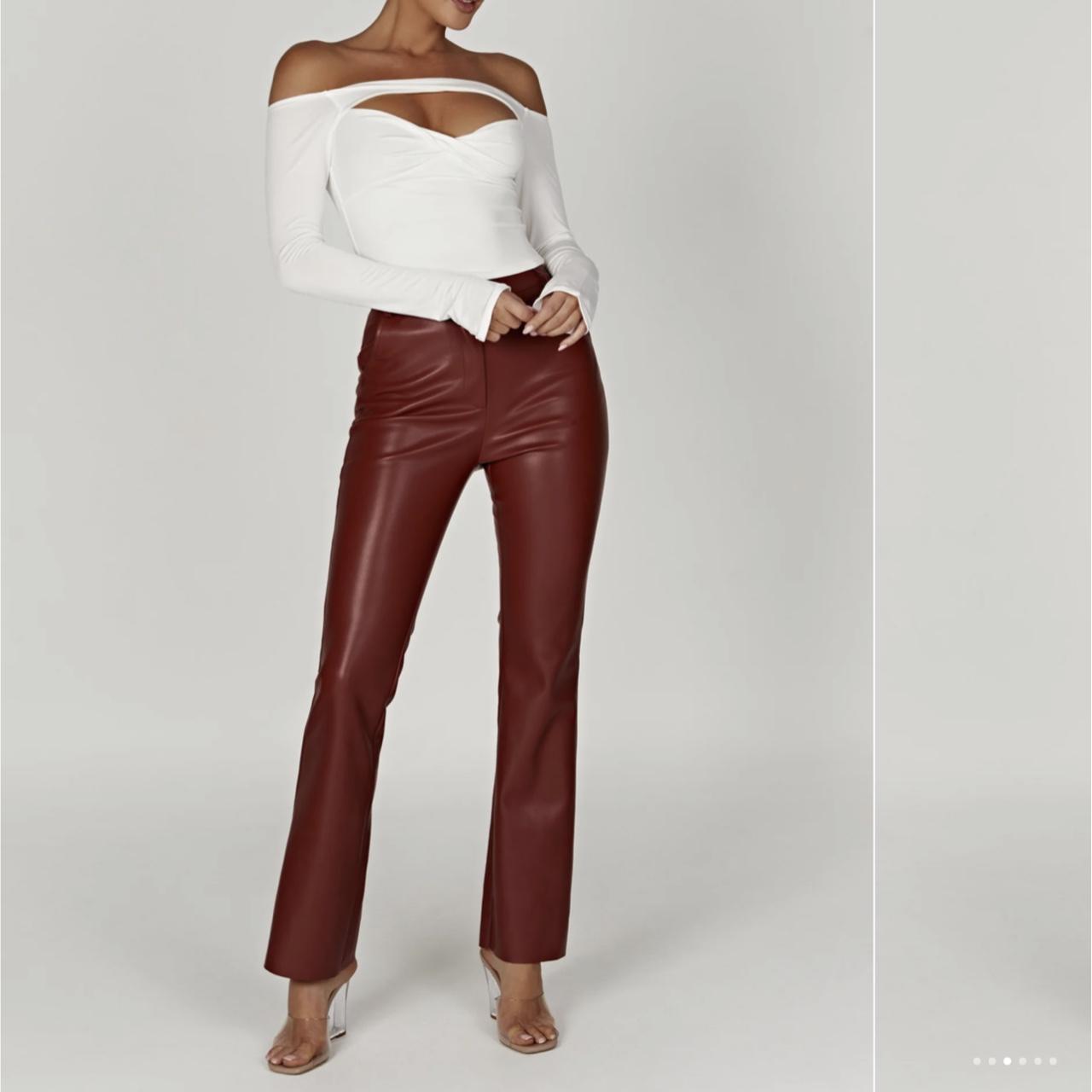 TYRA Straight Leg Faux Leather Pants - Cherry... - Depop