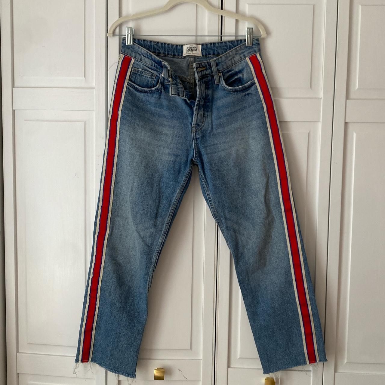 Zara red 2025 stripe jeans