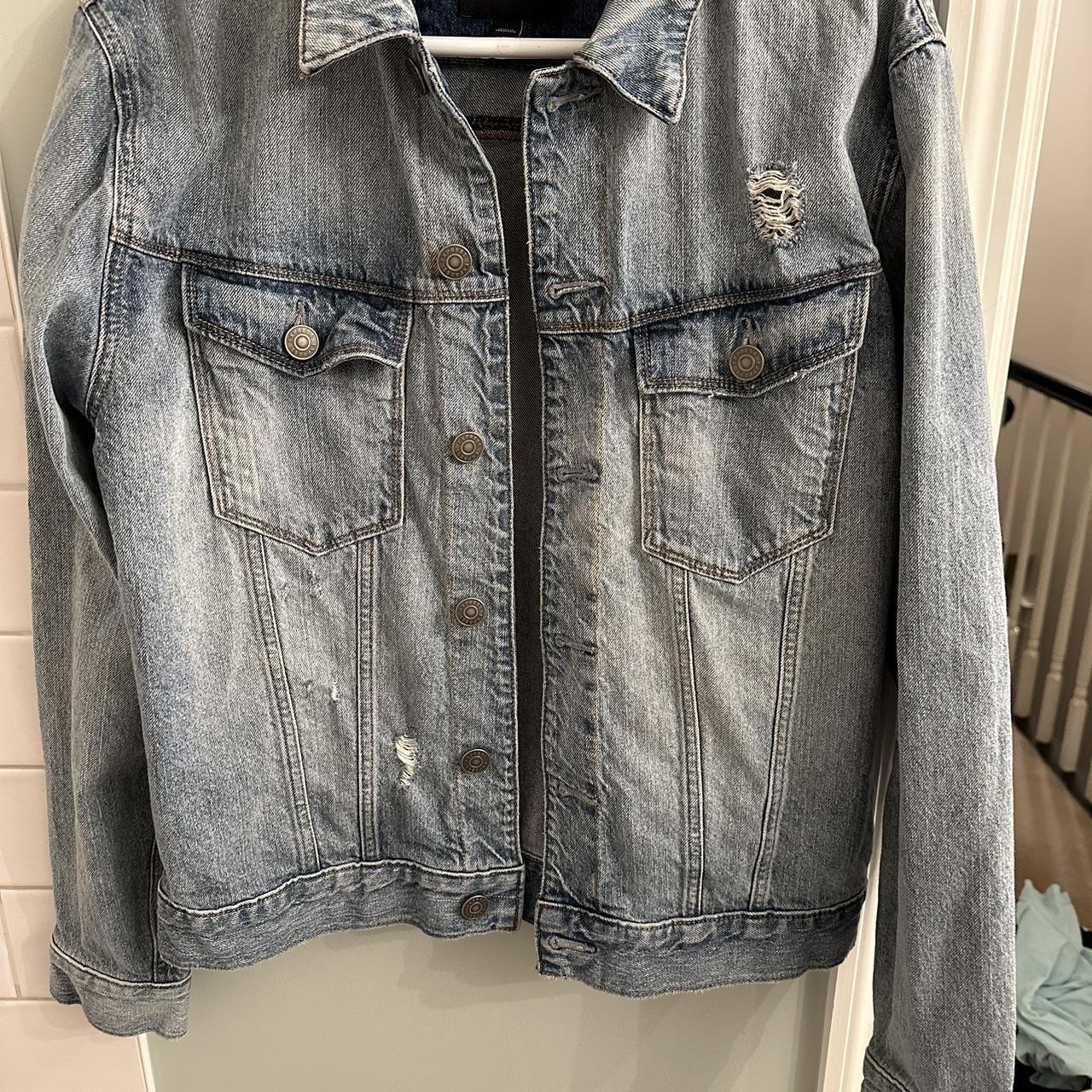 Express Denim Jacket Light Wash with slight... - Depop