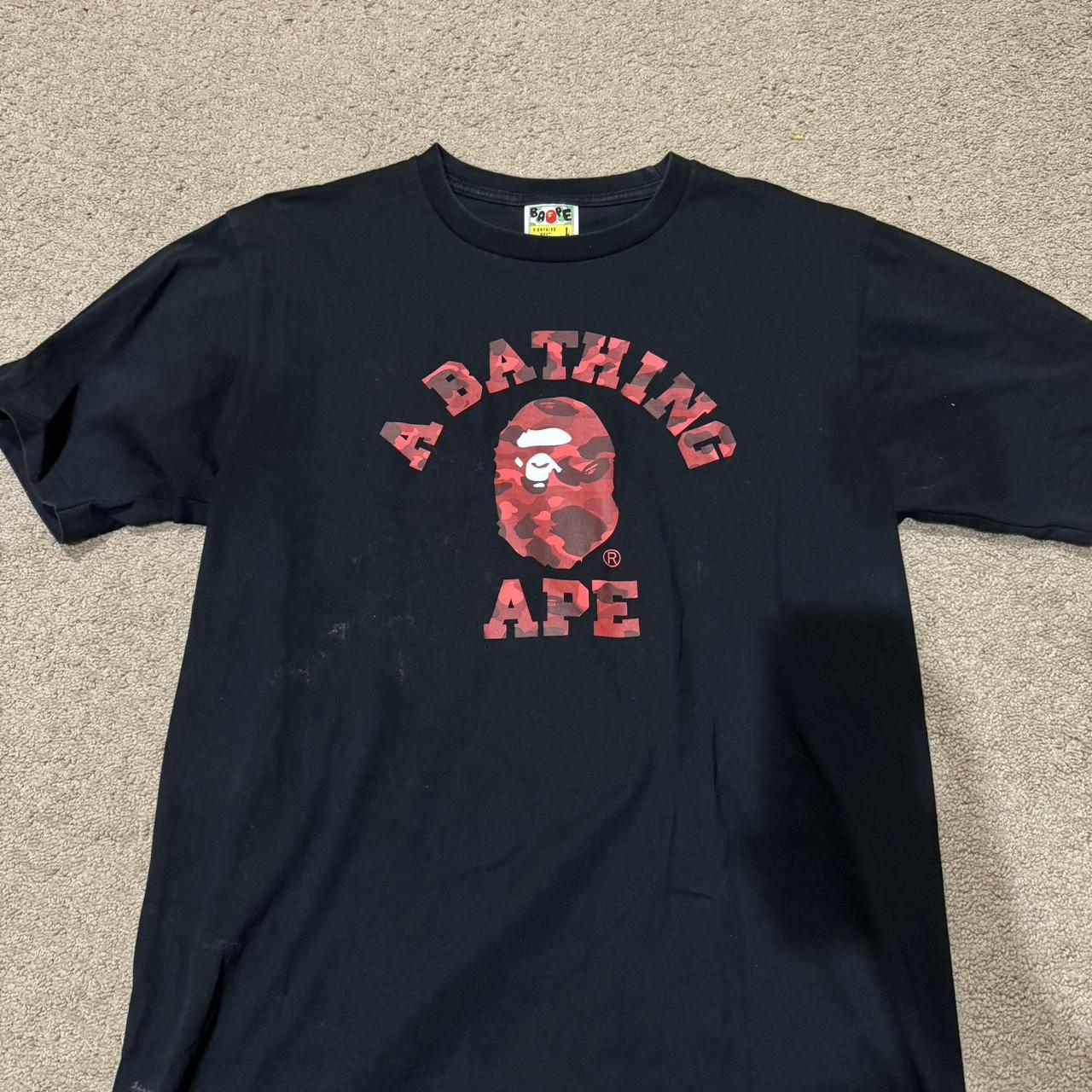 Red and cheap black bape shirt