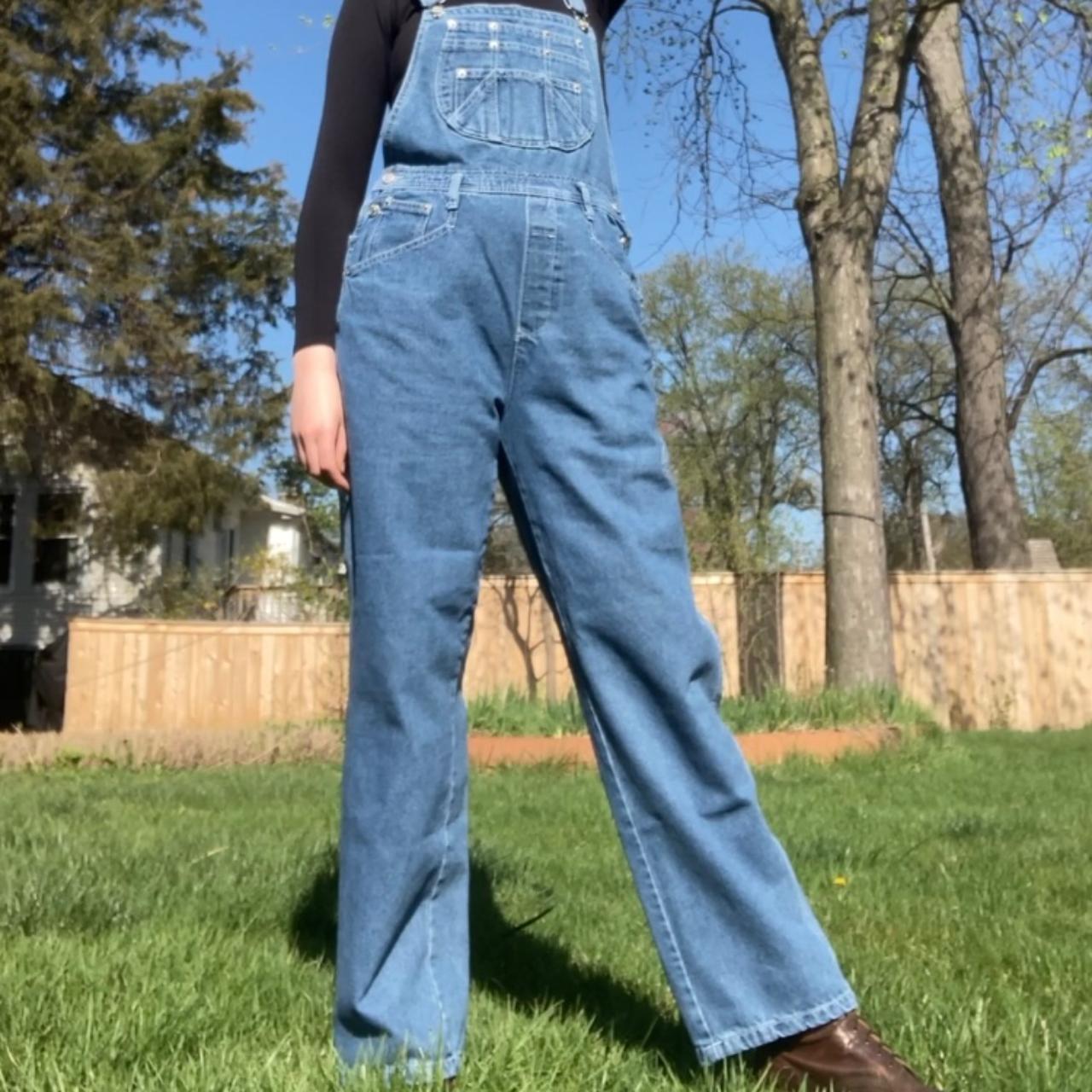 American Eagle Women's Blue and Navy Dungareesoveralls Depop