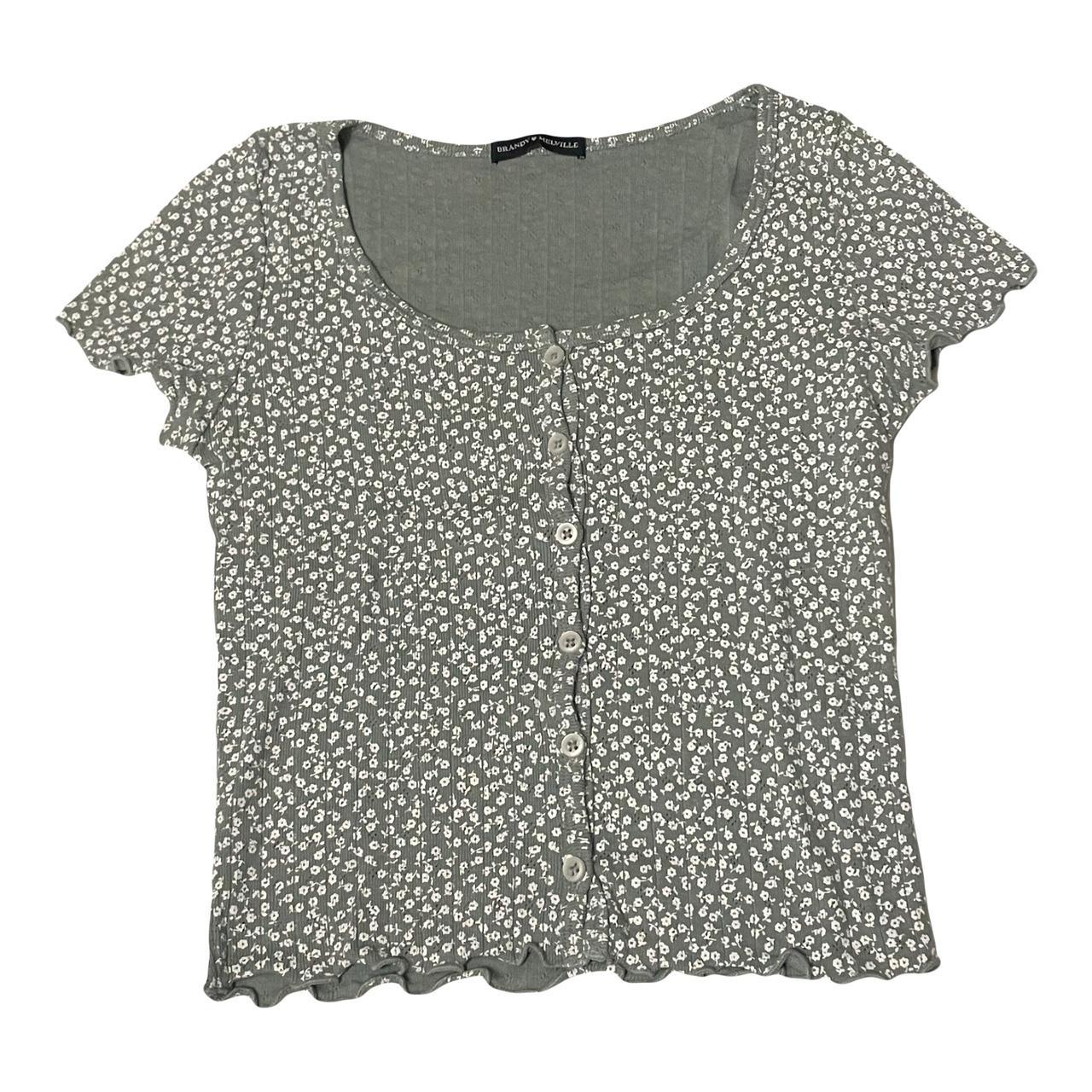 sweet brandy melville green floral top 🤍 coquette... Depop