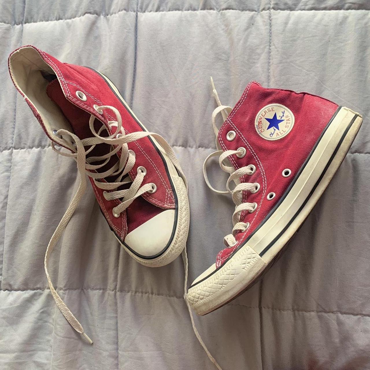 Red High Top Converse Size Uk4 Also Fits Me A Depop 4810