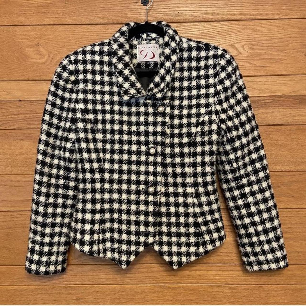 Vintage Doncaster houndstooth fuzzy wool blend... - Depop