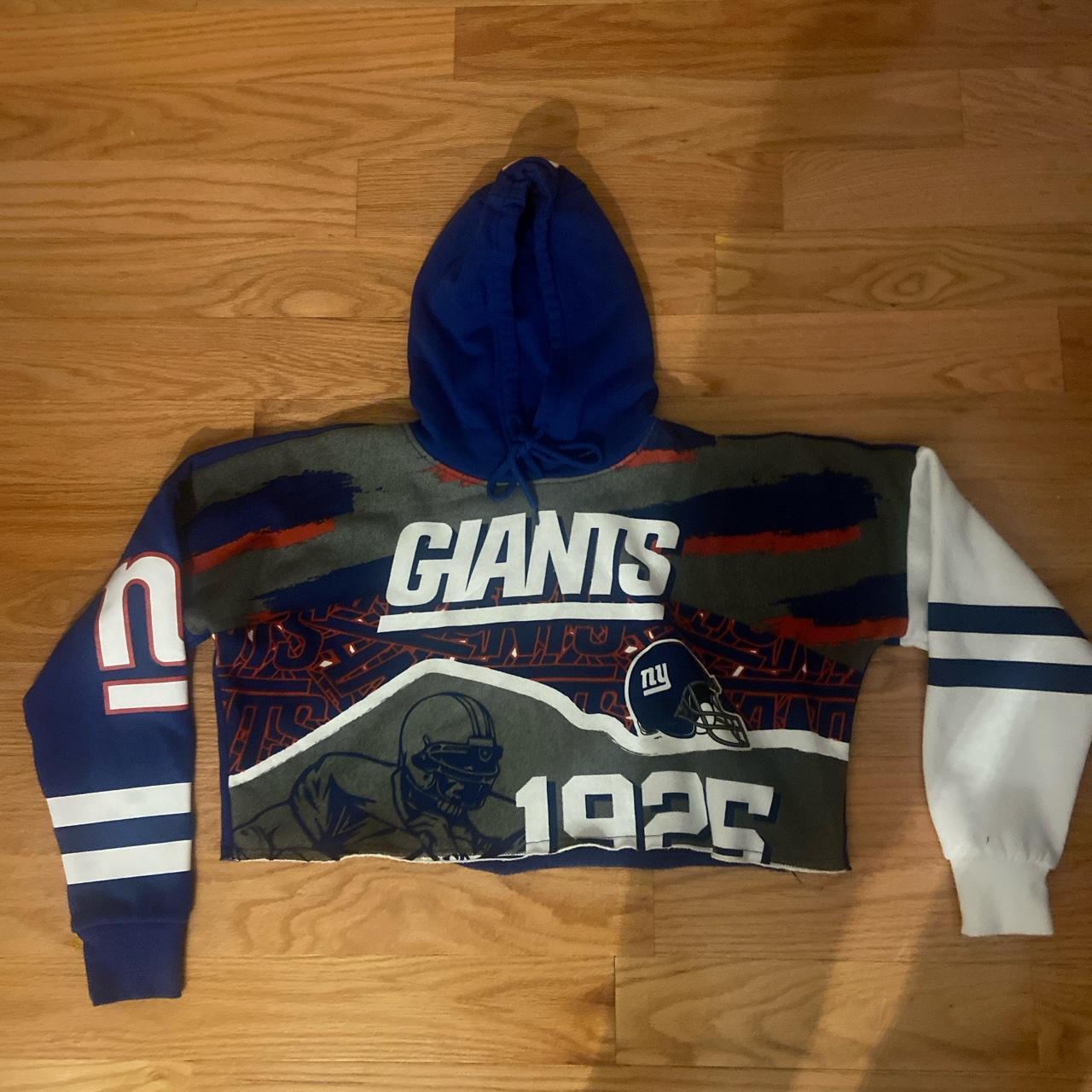 Cute ny giants crop top sweatshirt hoodie size - Depop