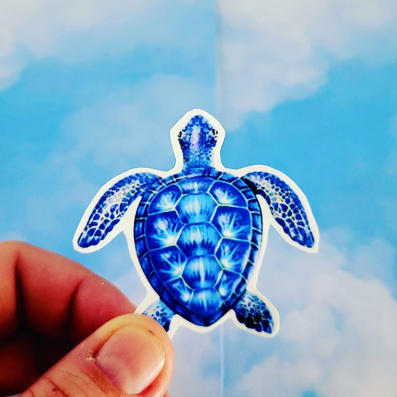 Item: Blue Sea Turtle Sticker Sticker Paper: Glossy... - Depop