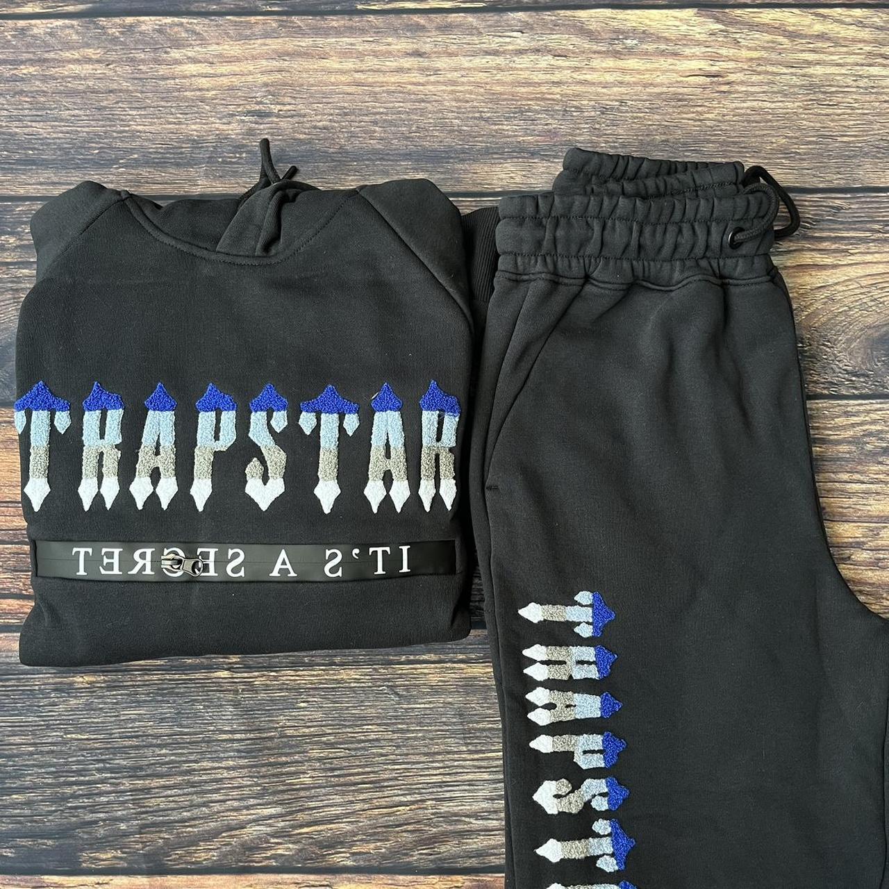 Trapstar Chenille Decoded 2.0 Hoodie Tracksuit Grey/Blue Homme