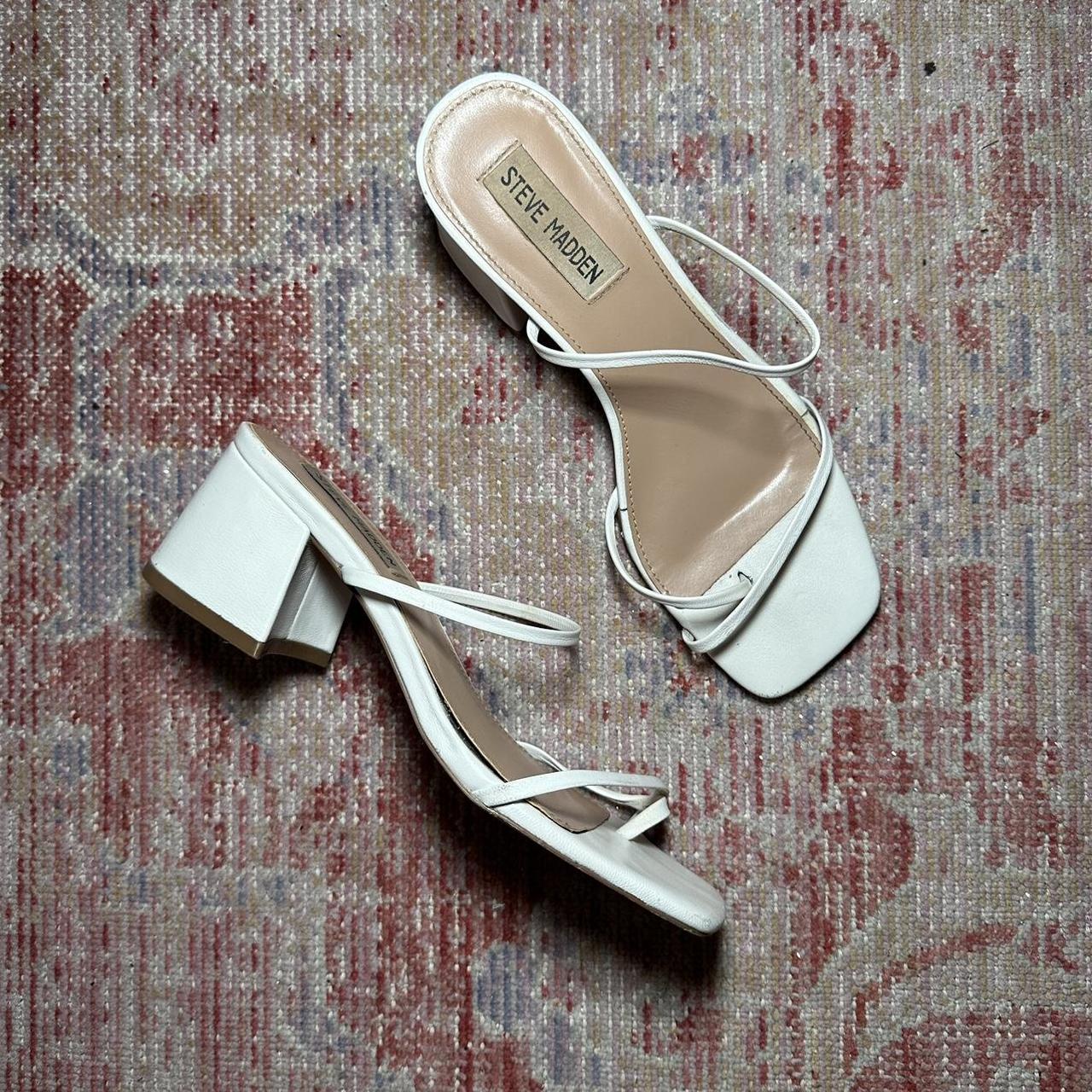 Steve Madden Women's White Mules Depop