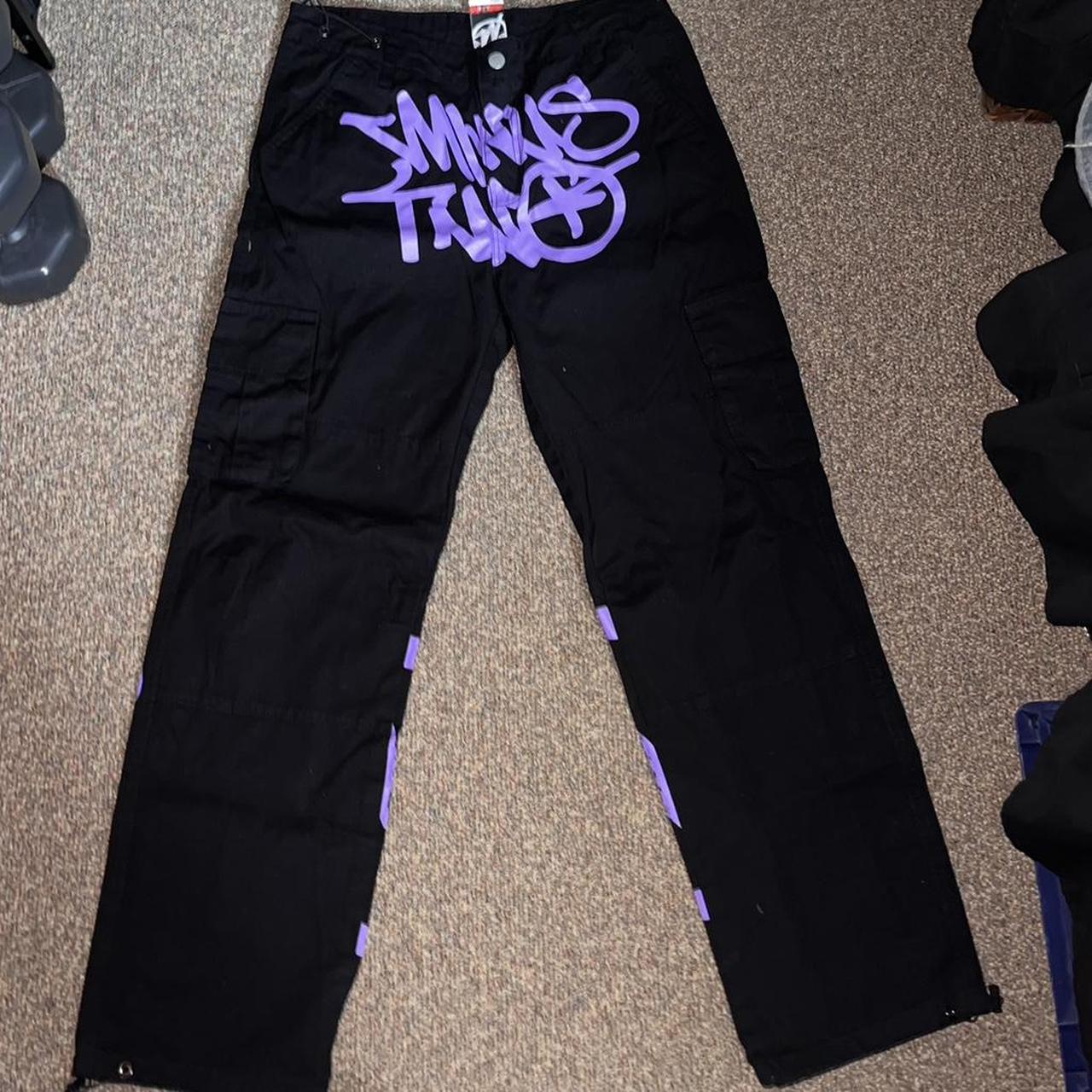 minus two black and purple cargos size... - Depop