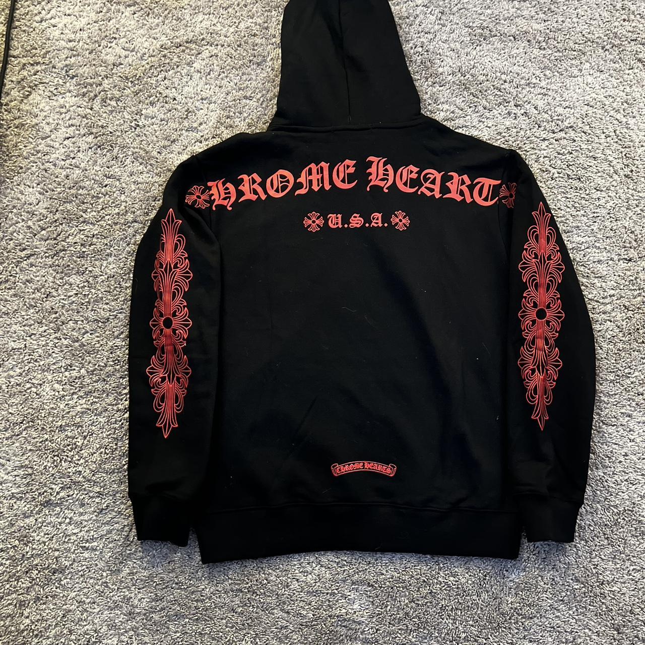 Chrome Hearts Men's Black and Red Hoodie | Depop