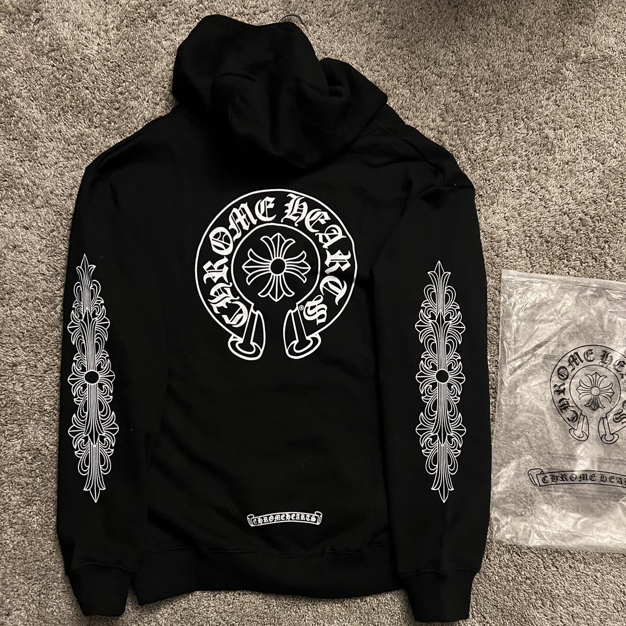 Chrome Hearts Men's Black and White Sweatshirt | Depop