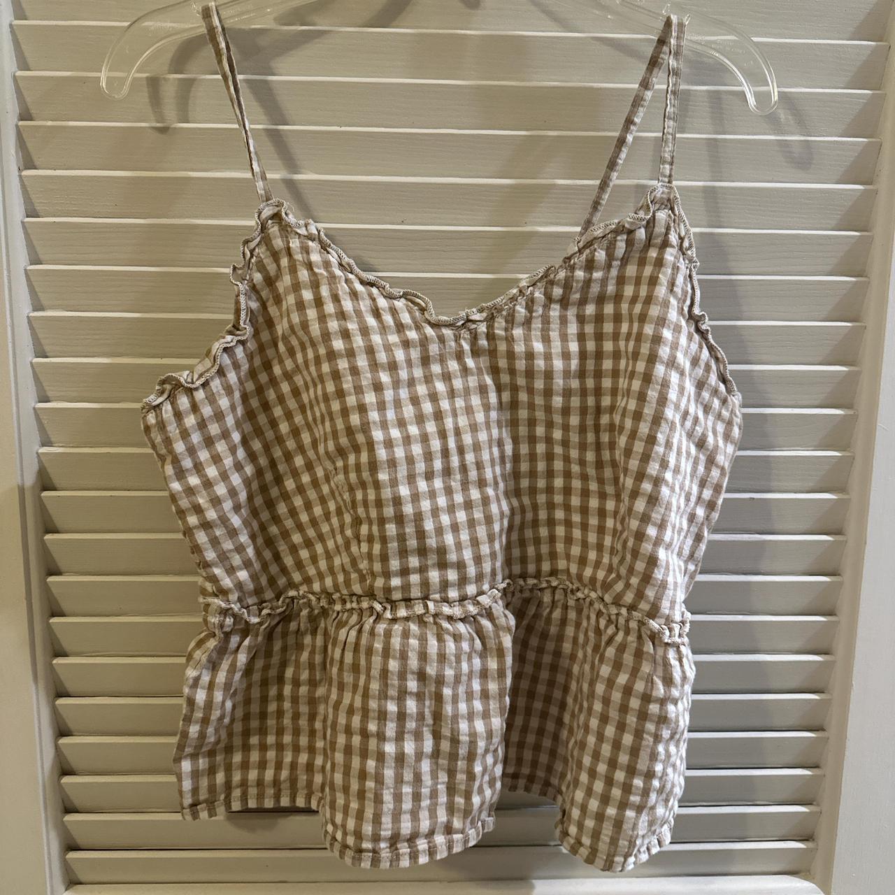 Women’s light brown gingham cami Size: small/medium... - Depop