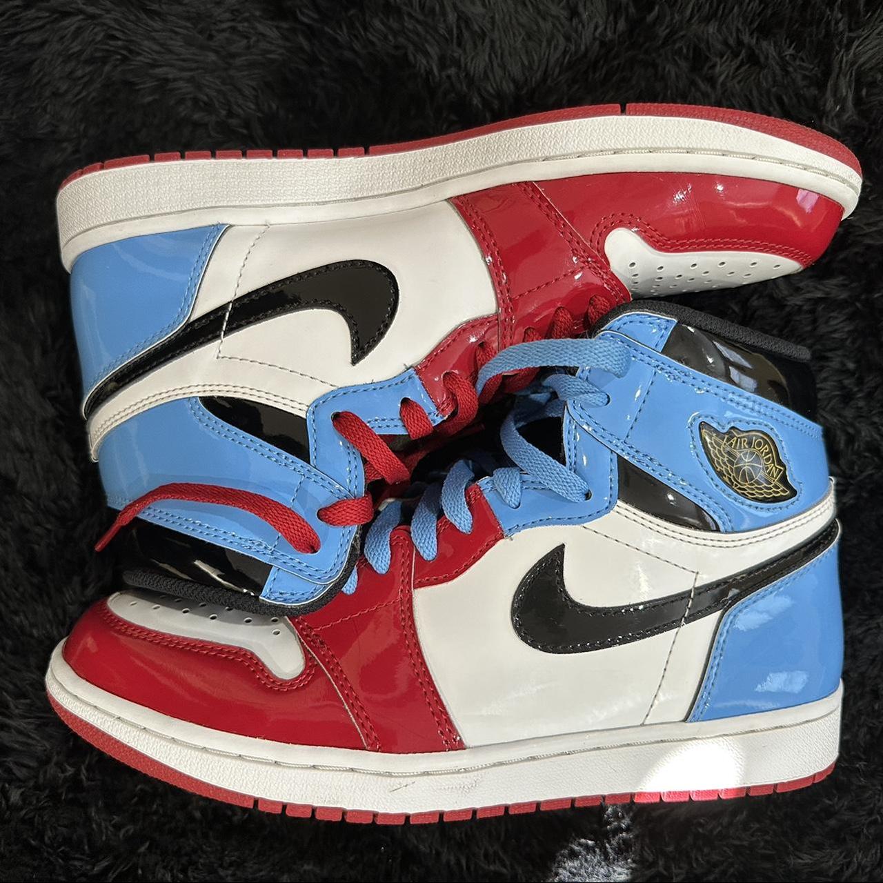 Jordan Men's Blue and Red Trainers | Depop