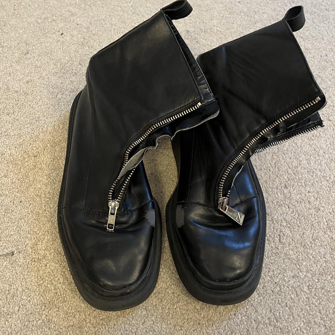 zara zipper black boots - Depop