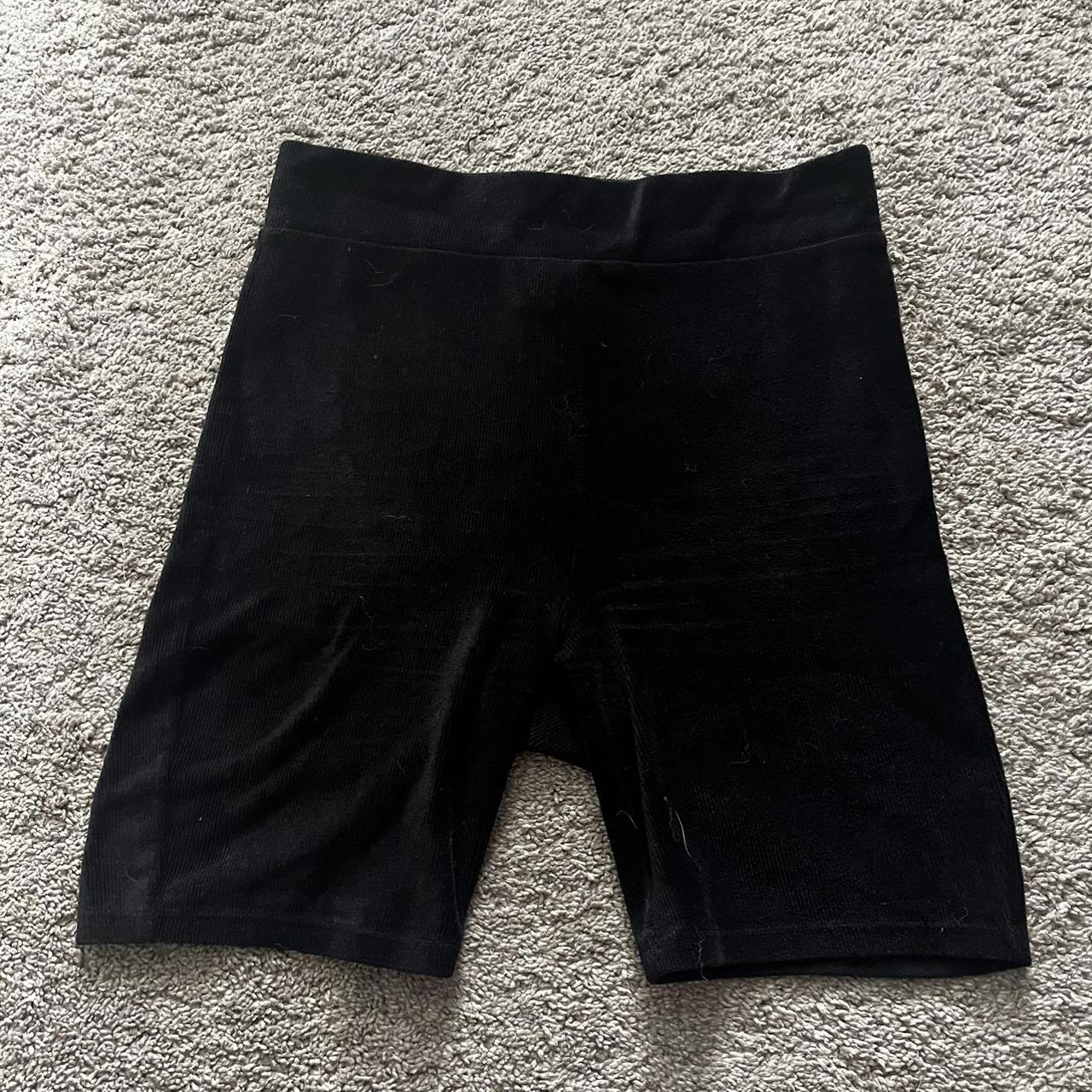 Forever 21 Black Velvet Biker Shorts - Depop