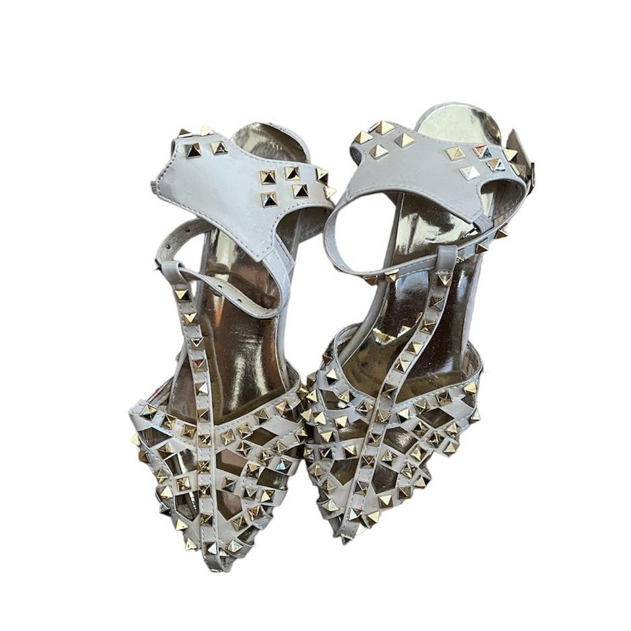 Gold studs cream shoes Size 6 Small... Depop