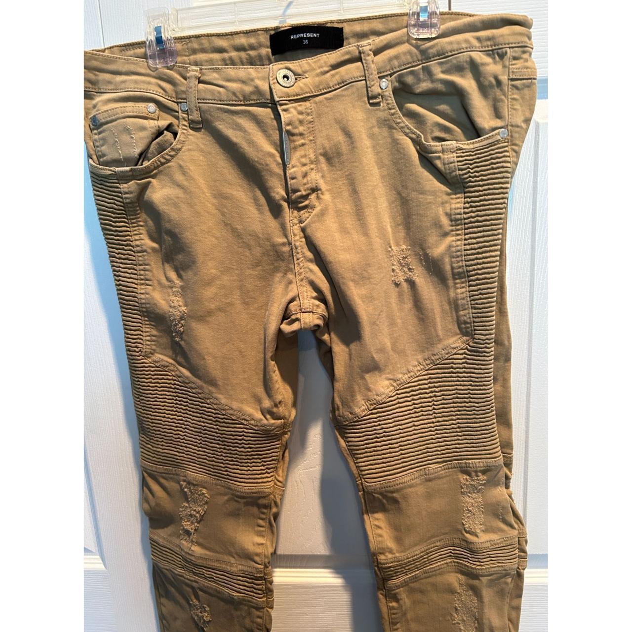 Tan store biker jeans