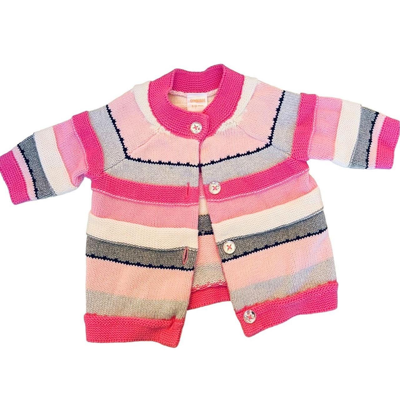 Gymboree Girl 6-12m Pink Cardigan Sweater Grey - Depop