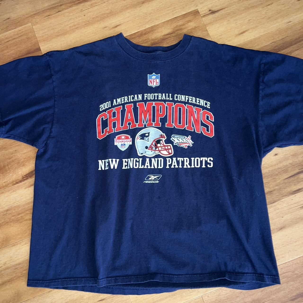 New England Patriots SUPER BOWL CHAMPIONS Button Down Shirt (Mens XXL) Blue