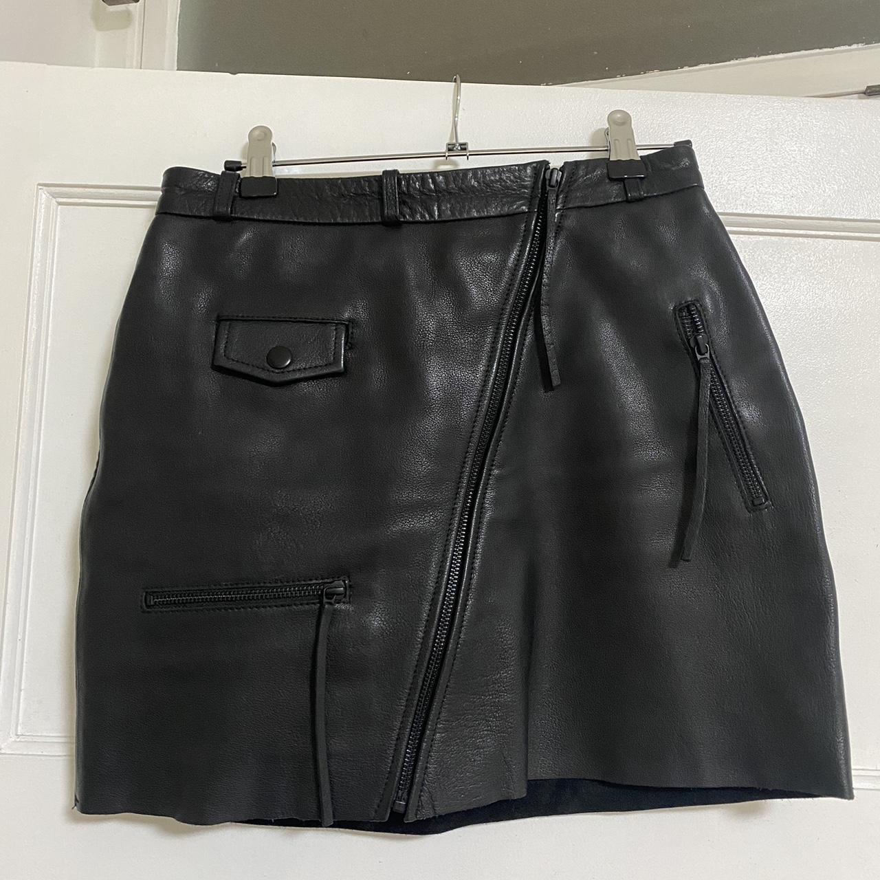 Aje real leather skirt. Only worn a couple of times.... - Depop