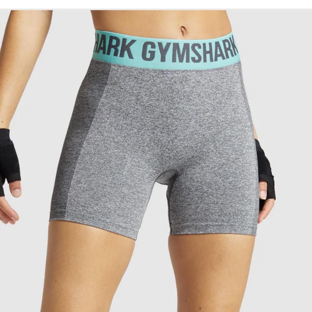 Gymshark Flex Shorts Women's Teal Grey Spell Out - Depop