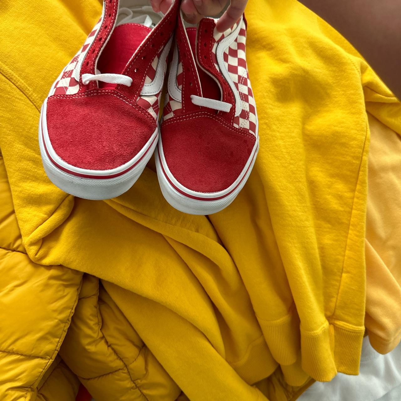 Yellow Checkered Slip On Vans Size 7.5 Once Worn A - Depop