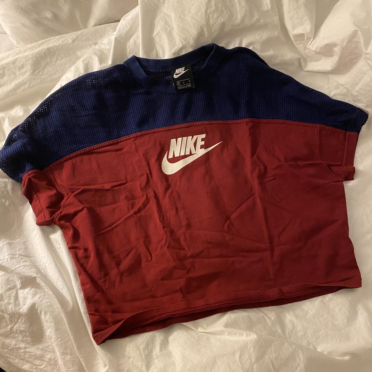 Navy blue and red nike outlet shirt