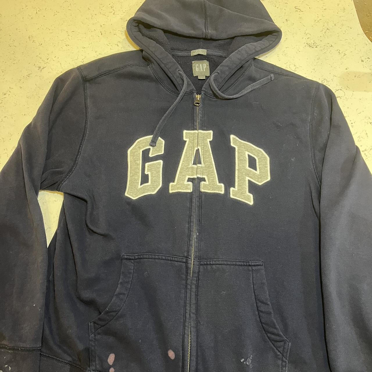 GAP navy blue zip up hoodie ! hardly worn no loose... - Depop