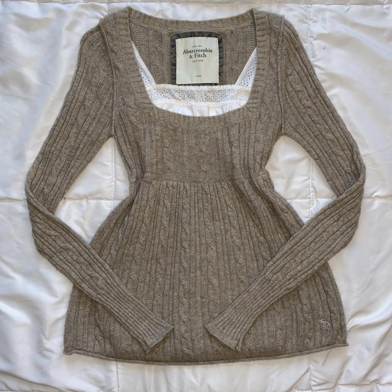 abercrombie and fitch knit babydoll sweater ♡ ☆... - Depop
