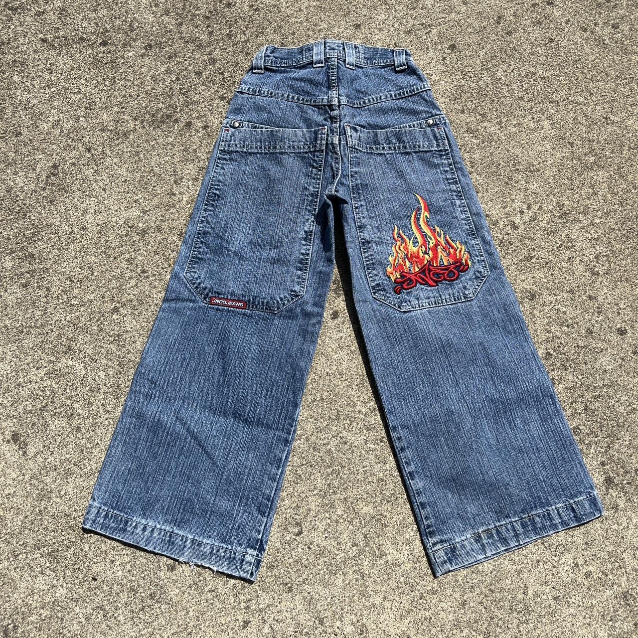 JNCO Women's Blue and Navy Shorts Depop